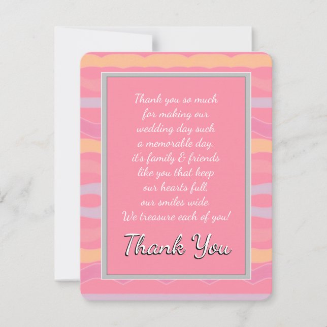 Cartão RSVP Casamento Adorável Obrigado Em Pastel Stripes (Frente)