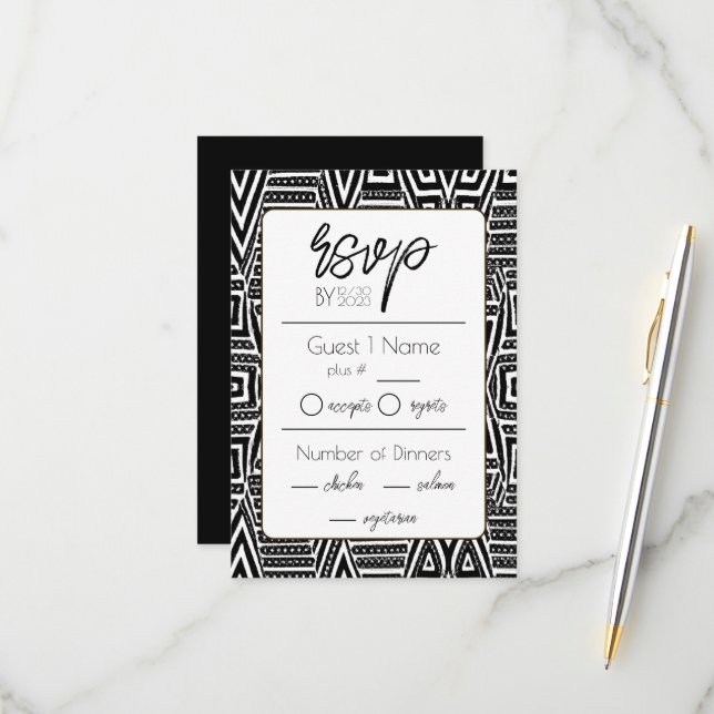 Cartão RSVP Casamento afro-americano (Frente/Verso In Situ)