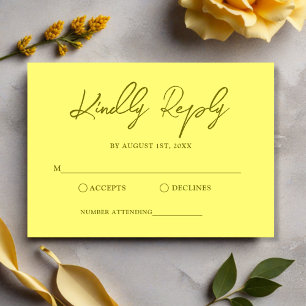 Cartão RSVP Casamento Amarelo da Manteiga Moderna