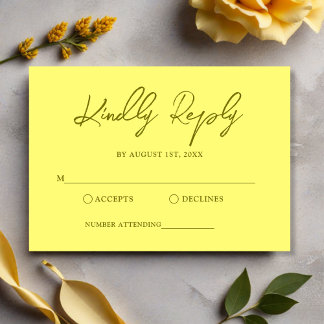 Cartão RSVP Casamento Amarelo da Manteiga Moderna