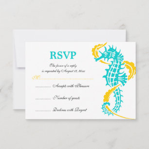 Cartão RSVP Casamento amarelo de cavalo e de algas marinhas RS