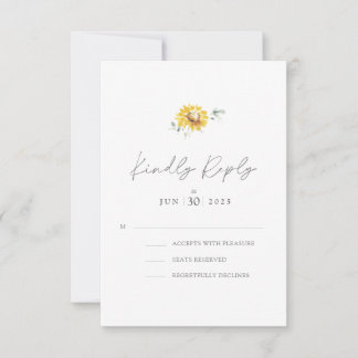 Cartão RSVP Casamento Amarelo De Cores De Cobra De Girassol