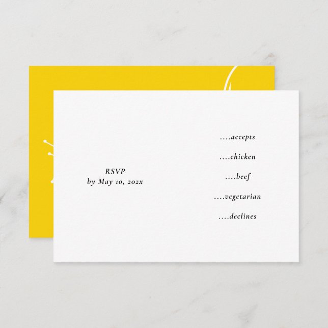 CARTÃO RSVP CASAMENTO AMARELO MOD TULIP (Frente/Verso)