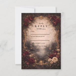 Cartão RSVP Casamento Antigo Barroco Europeu