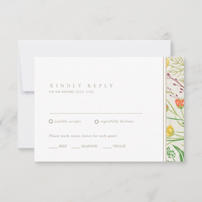 Cartão RSVP Casamento ao ar livre de Wildflower Wild Meadow (Frente)