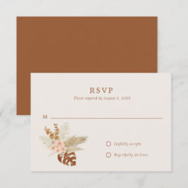Cartão RSVP Casamento ao Ar Livre Rústico de Flores de Outono