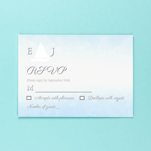 Cartão RSVP Casamento Aquarela Água Encontra o Céu