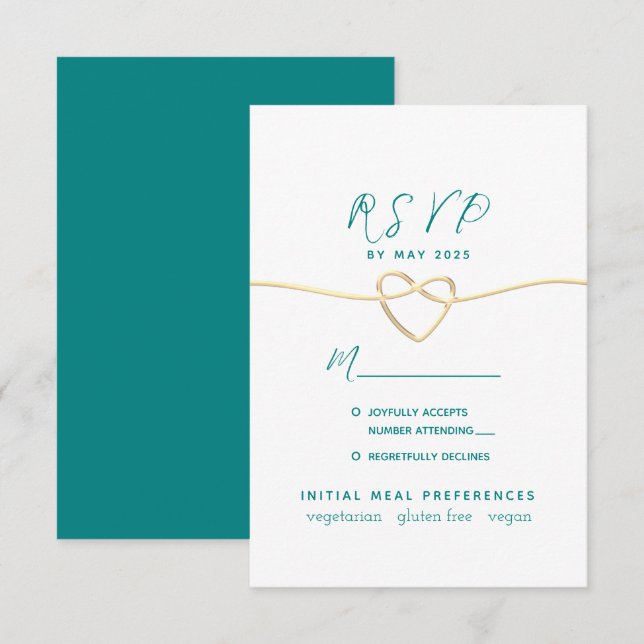 Cartão RSVP Casamento Azul-Cinzento (Frente/Verso)