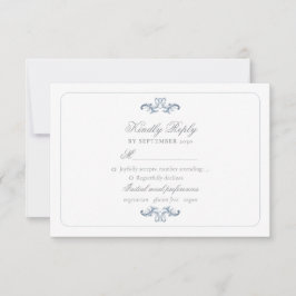 Cartão RSVP Casamento Azul Clássico