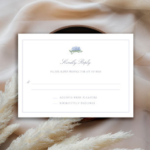 Cartão RSVP Casamento Azul Clássico Formal de Hortênsia Costei