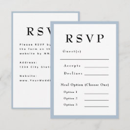 Cartão RSVP Casamento Azul Elegante Atemporal