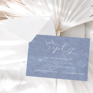 Cartão RSVP Casamento Azul Empoeirado Simples Chic