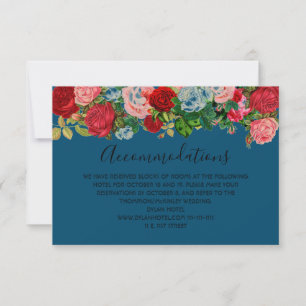 Cartão RSVP Casamento Azul Floral Garland Fllower Rosas Borgon