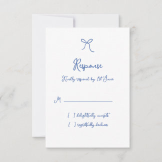 Cartão RSVP Casamento Azul Francês Arco Whimsical