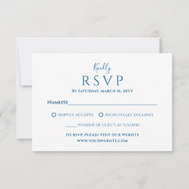 Cartão RSVP Casamento Azul Luxo Minimalista