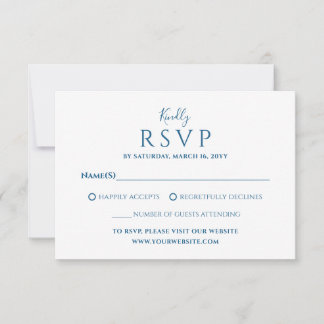 Cartão RSVP Casamento Azul Luxo Minimalista