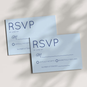 Cartão RSVP Casamento Azul Minimalista Moderno Minimalista