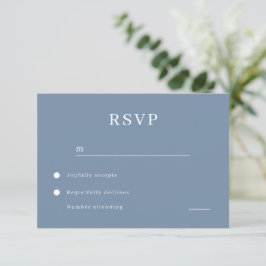 Cartão RSVP Casamento Azul Moderno