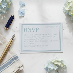 Cartão RSVP Casamento Azul Moderno Elegante à Beira-Mar