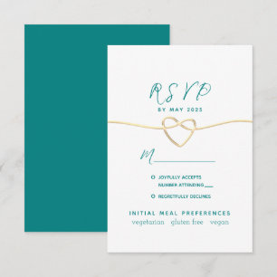 Cartão RSVP Casamento Azul-Piscina