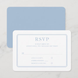 Cartão RSVP Casamento Azul Pó Formal Moderno Elegante