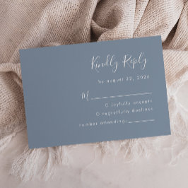 Cartão RSVP Casamento Azul Poeirento Roteiro Moderno