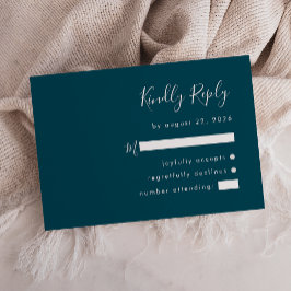 Cartão RSVP Casamento Azul Teal Roteiro Moderno