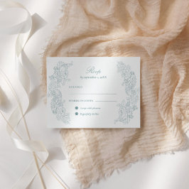 Cartão RSVP Casamento Azul Vitoriano Dusty