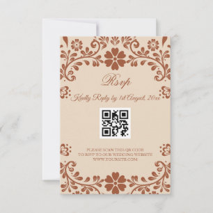 Cartão RSVP Casamento Bege Arte Mexicana
