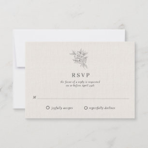 Cartão RSVP Casamento Bege Botânico Clássico