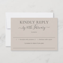 Cartão RSVP Casamento Bege Suave Responda por Favor