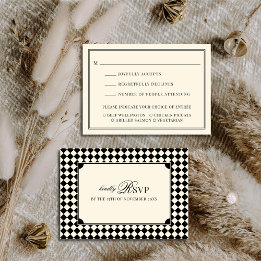 Cartão RSVP Casamento Black Old Money Envio Postal com Escolha