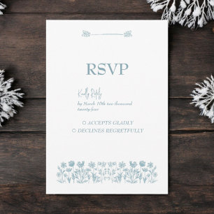 Cartão RSVP Casamento Blue Wildflower Boho
