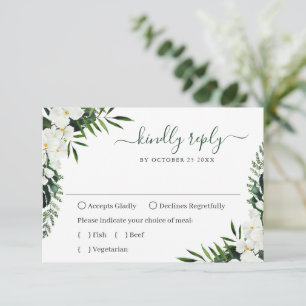 Cartão RSVP Casamento Boêmico com Orquídeas Brancas Elegante