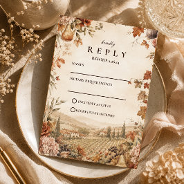 Cartão RSVP Casamento Boêmio Caprichoso de Outono