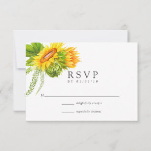Cartão RSVP Casamento Bohemian Boho Sunflower