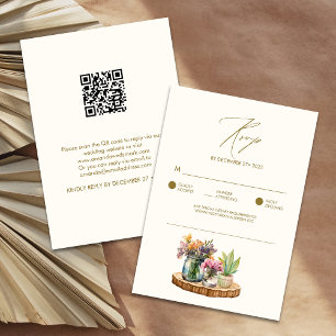 Cartão RSVP Casamento Bohemian Mason Jars Boho