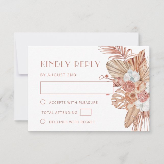 Cartão RSVP Casamento Boho Aquarela (Frente)