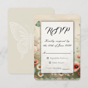 Cartão RSVP Casamento Boho Blooms e Vintage Vows