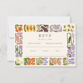 Cartão RSVP Casamento Boho Chic Moderno e Colorido