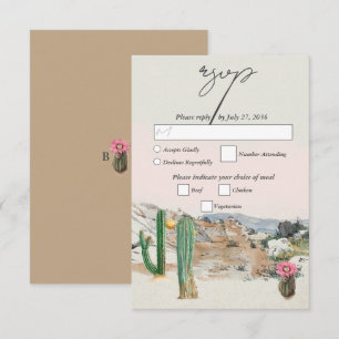 Cartão RSVP Casamento Boho de Cacto no Deserto em Aquarela