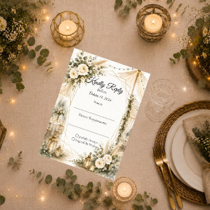 Cartão RSVP Casamento Boho Elegante