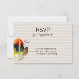 Cartão RSVP Casamento Boho Feather Fall