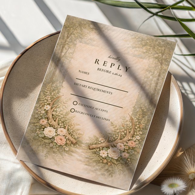 Cartão RSVP Casamento Boho Floral de Galhada (Criador carregado)