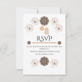 Cartão RSVP Casamento Boho Floral Rústico