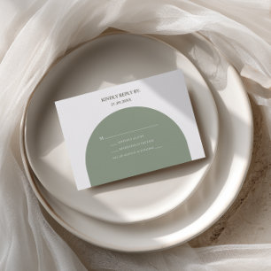 Cartão RSVP Casamento Boho Minimalista Retro Rústico Verde Sál