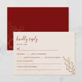 Cartão RSVP Casamento Boho Moderno Terracota Laranja Queimada