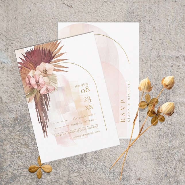 Cartão RSVP Casamento Boho Oasis ID959 (Criador carregado)