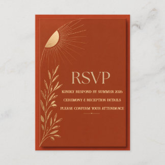 Cartão RSVP Casamento Boho Sol Terracota