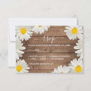 Cartão RSVP Casamento Bonito de Madeira Branca-Rústica Rústi